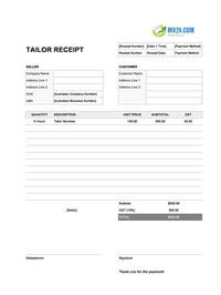 tailor receipt template australia