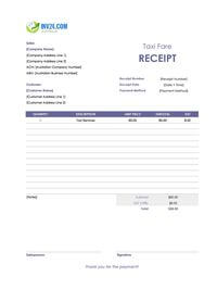 taxi fare receipt template australia