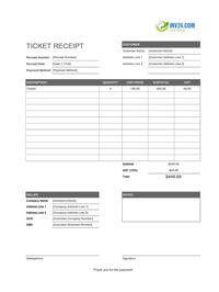 ticket receipt template australia