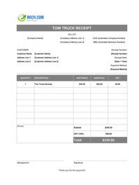 tow truck receipt template australia