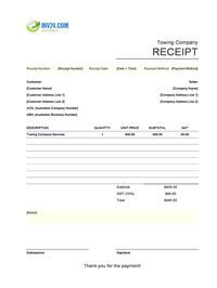 towing company receipt template australia