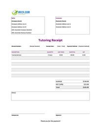 tutoring receipt template australia