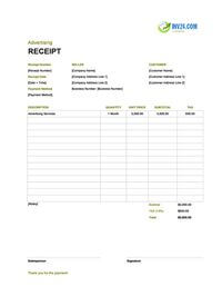advertising receipt template canada