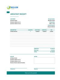 architect receipt template canada