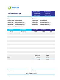 artist receipt template canada