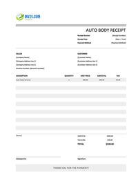 auto body receipt template canada