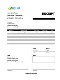 automotive repair receipt template canada