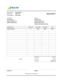 bank transfer receipt template canada