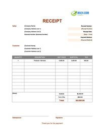 basic receipt template canada