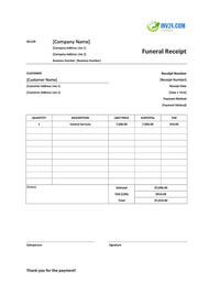blank funeral receipt template canada