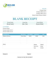 blank receipt template canada