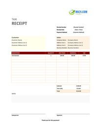 blank taxi receipt template canada