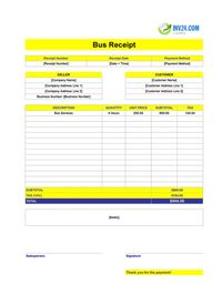 bus receipt template canada