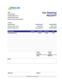 car detailing receipt template canada