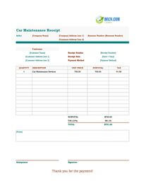 car maintenance receipt template canada