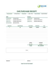 car purchase receipt template canada