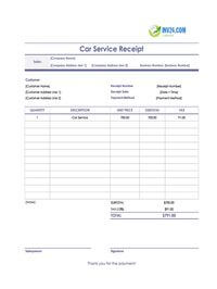 car service receipt template canada