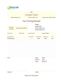 car towing receipt template canada