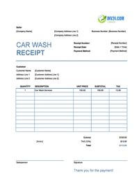 car wash receipt template canada