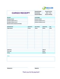 cargo receipt template canada