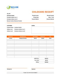childcare receipt template canada