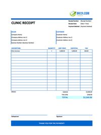 clinic receipt template canada