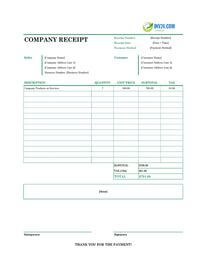company receipt template canada
