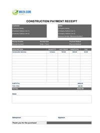 construction payment receipt template canada