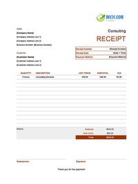 consulting receipt template canada