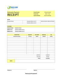 contractor payment receipt template canada