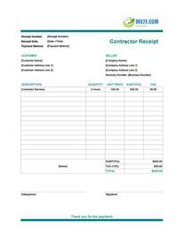 contractor receipt template canada