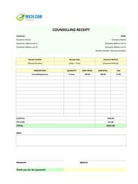 counselling receipt template canada
