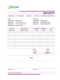 cute receipt template canada