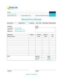 dental clinic receipt template canada