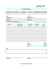 dental receipt template canada
