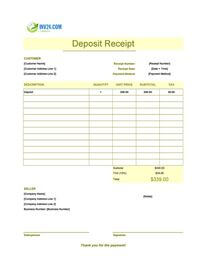deposit receipt template canada