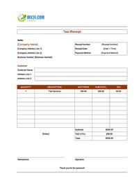 editable taxi receipt template canada