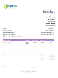 fillable receipt template canada
