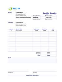 freight receipt template canada