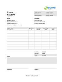 funeral receipt template canada