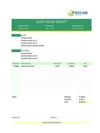 guest house receipt template canada