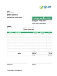 handyman receipt template canada