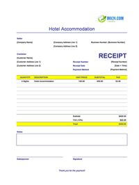hotel accommodation receipt template canada