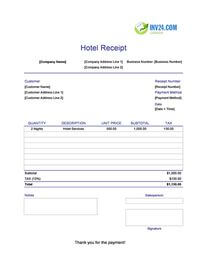 hotel receipt template canada