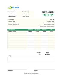 insurance receipt template canada