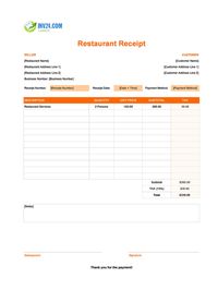 itemized restaurant receipt template canada
