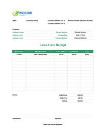 lawn care receipt template canada