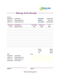 makeup artist receipt template canada