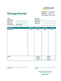 massage receipt template canada