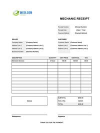 mechanic receipt template canada